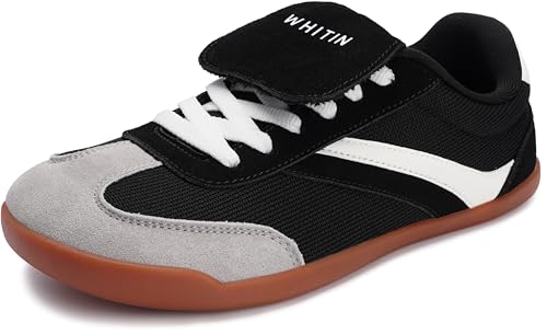 Image of WHITIN Wide Toe Box Barefoot Shoes for Women + Fashion Tennis Sneakers + Trendy Fold-Over Tongue