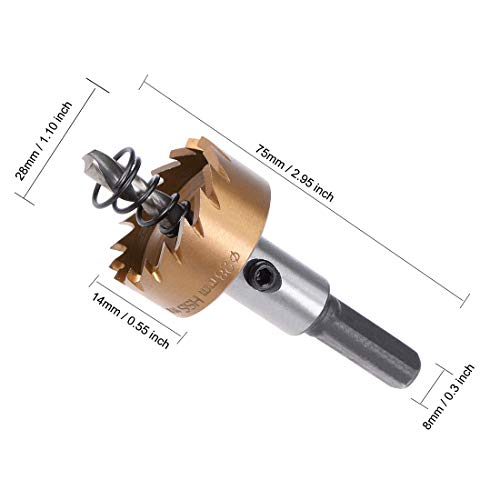 sourcingmap 28mm HSS Drill Bit Hole Saw Stainless High Speed Steel Metal Alloy, 28x14mm - Image 2