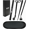 YOUTUOY 5 in1 Candle Accessory Set with Rechargeable Candle Lighter, Candle Wick Trimmer, Candle Wick Snuffer, Candle Wick Dipper, Storage Tray Plate, Candle Care Kit (Matte Black)