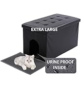 MEEXPAWS Cat Litter Box Enclosure Furniture Hidden, Cat Washroom Bench Storage Cabinet | Extra La...