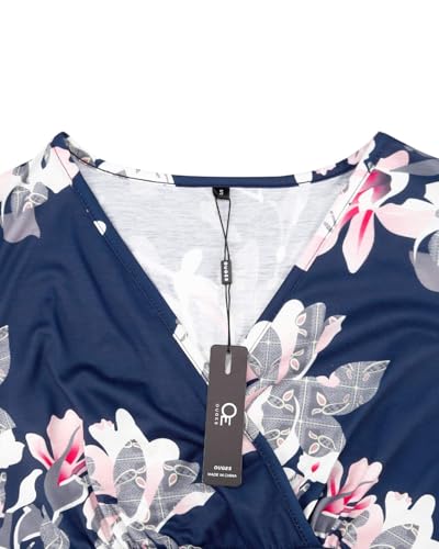 Image of OUGES Casual Summer Dress for Women Wrap V Neck A Line Midi Dresses with Pockets