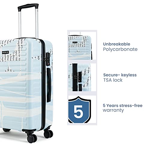 Image of Assembly Polycarbnate Cabin Trolley Bag (55 cms) & Medium Check in Suitcase for Travel - Hard-Sided Printed Luggage Set of 2 (65 cms) with TSA Lock- Scripted