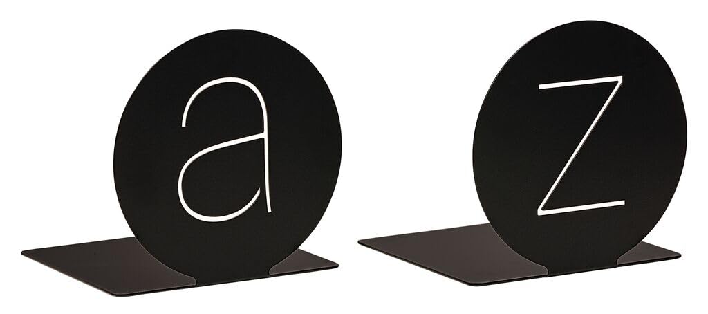 moses. libri_x Bookends in Round A&Z Design, Set of 2, Decorative Metal Book Stands, Black with Modern Cut-Out Look