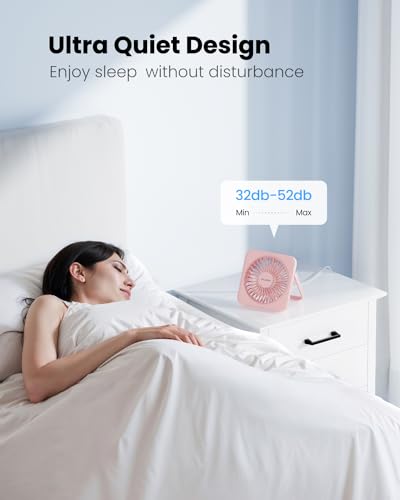 Image of Gaiatop USB Desk Fan, 5 Inch Personal Fan Small Portable Table Fan with 180 Tilt Folding and 3 Speeds, Strong Wind Ultra Quiet Personal Cooling Fan For Office Home Bedroom Desktop Travel (Deep Pink)