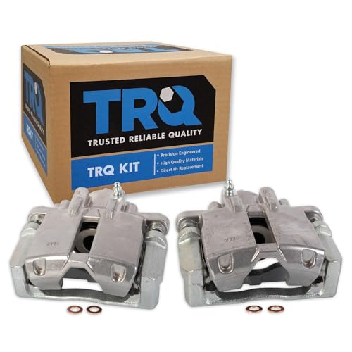 Image of TRQ Rear Brake Caliper Set Zinc Coated Brackets Compatible with 2003-2007 Cadillac CTS 2005-2011 Cadillac STS