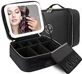 MOMIRA Makeup Bag with Mirror and Light Travel Makeup Train Case Cosmetic Organizer Portable Artist