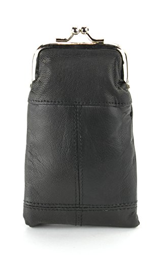 Bacci L.I. Womens Genuine Leather Cigarette Case & Lighter Holder with Twist Clasp Change Purse (Black) - Image 4