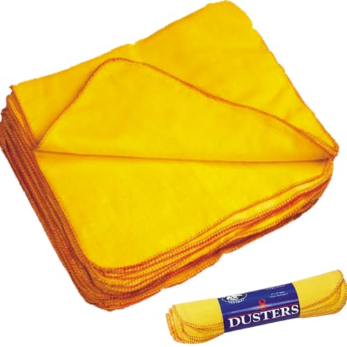 Image of citystores® 8 Pack Yellow Duster Cleaning Cloths Towel Scratch Free High Absorbent Reusable Cleaning Rags For Car Household Kitchen Window 33 x 38cm