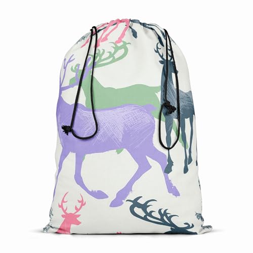 Image of ArtzFolio Deer & Pine | Reusable Sack Bag | Bag for Gym, Storage, Vegetable & Travel