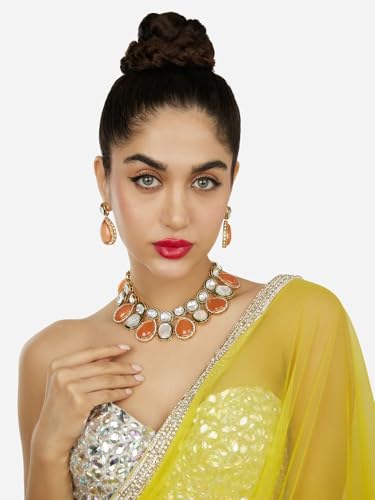 Juego de joyas Meenakari DMZ-2802 de latón con diamantes austriacos S 5