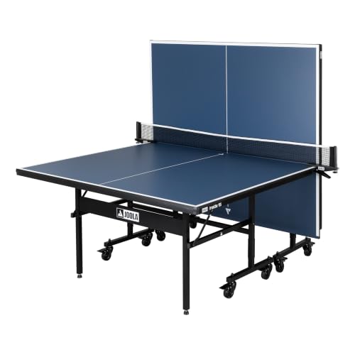 JOOLA Inside Professional MDF Indoor Ping Pong Table with Quick Clamp Table Tennis Net and Post Set - 10 Minute Easy Assembly - Tournament Quality - Foldable with Single Player Playback Mode, Blue - image 7
