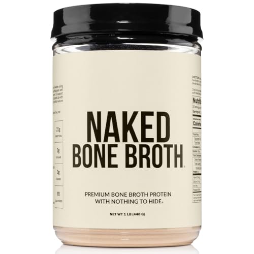 NAKED Bone Broth - Beef Bone Broth Protein Powder - 21G Protein - Gut Health and Joint Supplement - Unflavored - No GMO, Gluten-Free, Soy Free - 1LB