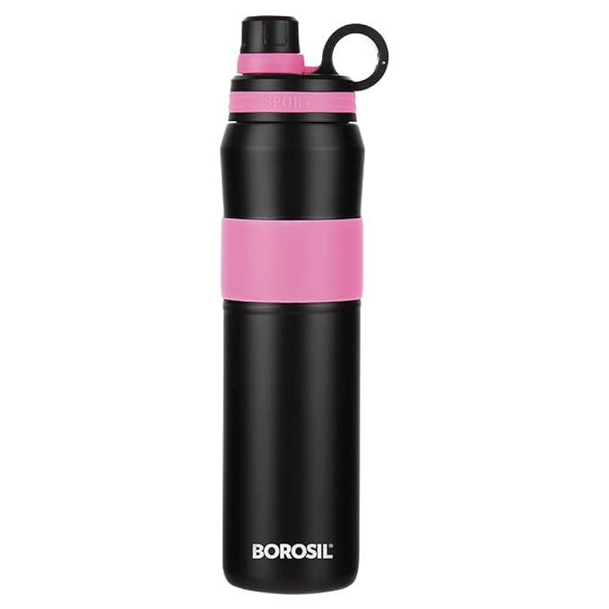 Borosil Hydra Thirst Burst Fuchsia Water Bottle, Stainless Steel Water