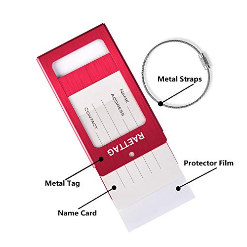 Image of Luggage Tags Metal Suitcase Tags Travel Bag ID Identifier Luggage Tag (Red 2-Pack)