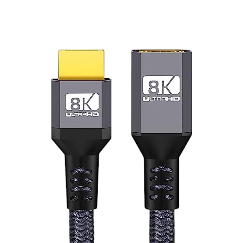 NFHK HDMI 2.1 UHD 8K Extension Cable Male to Female Ultra-HD 8K 60hz 4K 120hz Cable 48Gbs with Audio 3D HDMI Cord 50CM