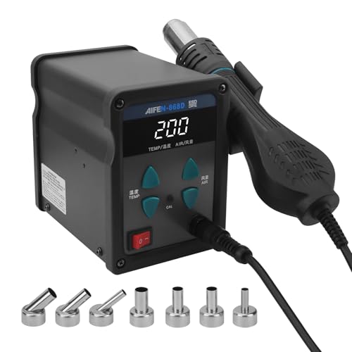 868D Hot Air Rework Station Digital Display High Power with 7 Hot Air Nozzles Adjustable temperature and Air Volume