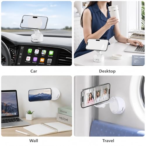 Image of 2026 New Vacuum Magnetic Suction Phone Holder, Magnetic Suction Phone Mount, Foldable and Retractable Double-Sided Phone Holder, Adjustable Strong Car Mount (White)