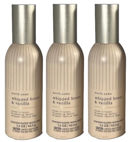Bath and Body Works Concentrated Room Spray 1.5 oz each - Pack of 3 - Packaging May Vary (Whipped Honey and Vanilla)