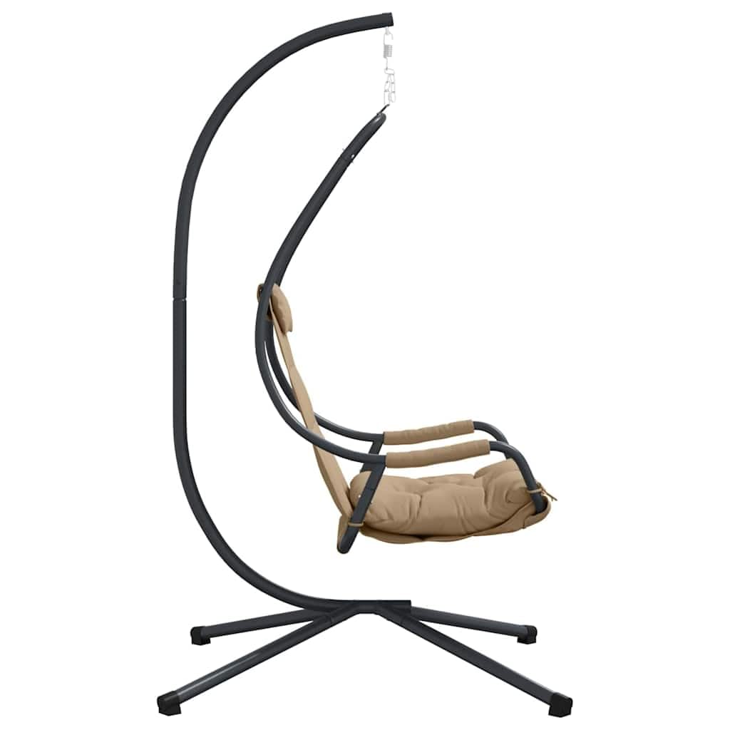 Mangloder - Silla de huevo colgante en color topo, estructura de acero, 94 x 107 x 196,5 cm, plegable, ajustable, con cojín y cojín para balcón, terraza, jardín al aire libre
