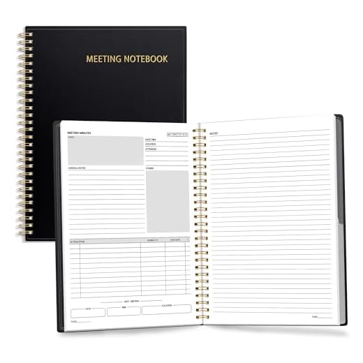 SUNEE Half Meeting Half Note - 7.5"x10" Professional Notebooks for Work - 160 Pages, B5 Size Project Planner, Spiral Meeting Agenda/Minutes Organizer for Women Men, Note Taking, Office & Business