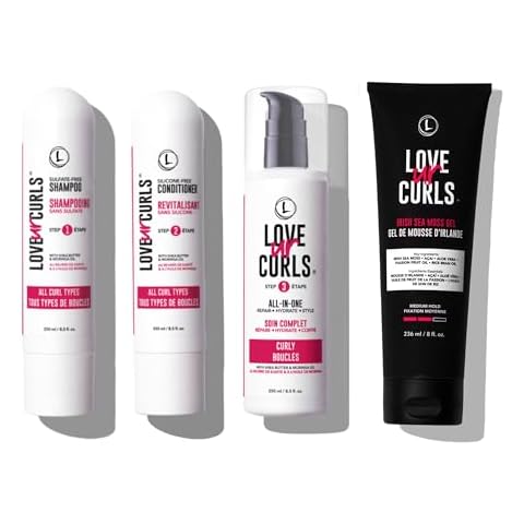 Love Ur Curls Ultra Curl Defining Set for Curly Hair - Shampoo & Conditioner with All in One Curl Cream Styler & Irish Sea Moss Gel Cover