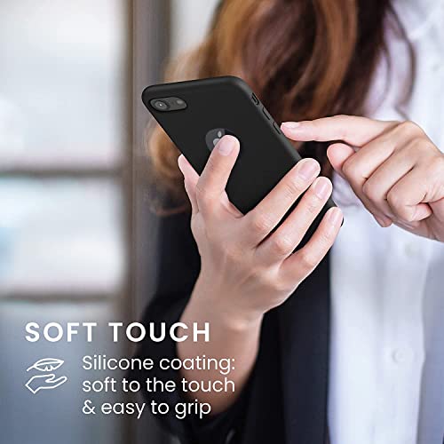 Image of VONZEE Liquid Silicone Soft Back Cover for iPhone 7 Case, Shockproof Slim Camera & Full Body Protection Non Yellowing Cover with Microfiber Lining & Logo Cut (4.7 Inch) -Black