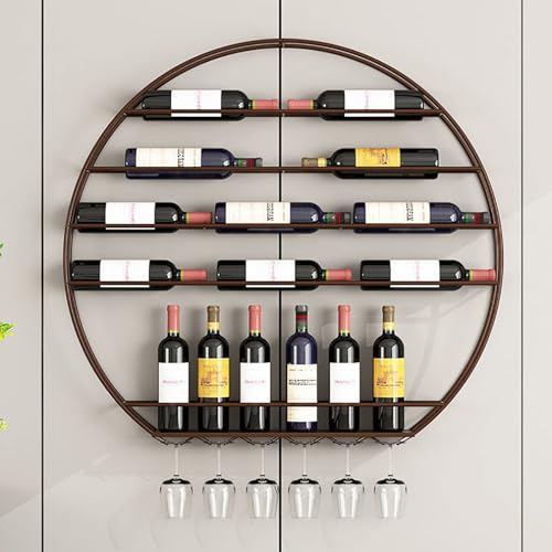 Botellero Industrial de Pared con Almacenamiento para Copas de champán, Soporte para Botellas, Soporte para Copas de Vino y Expositor para Disfrutar de la luz del Sol.