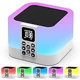 AUYLE Night Light Bluetooth Speaker, Alarm Clock White Noise Sound Machine,Touch Bedside Lamp for Bedroom, Dimmable Warm Light, LED Colour Changing Lamp,Best Gifts for Teenage Girls Boys