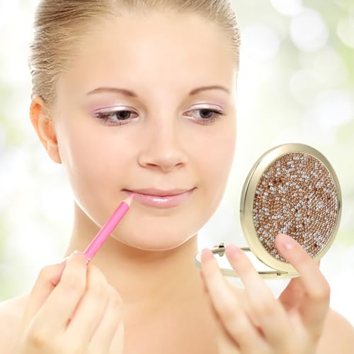 Espejo de maquillaje plegable portátil Ipetboom metálico miniatura 4