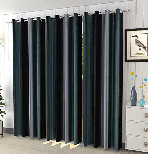 Image of HOME UTSAV 3 Piece Plain Shade Curtains for Long Door 9 Feet, Black (Black, 9 Feet (3Pc))