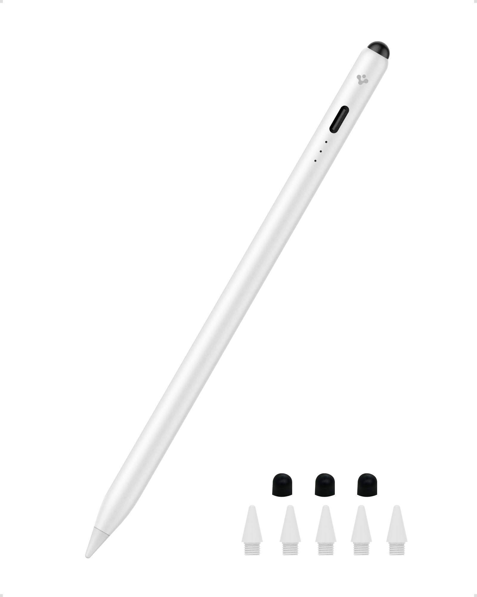 Spigen Stylus Pen for iPad [ iPad/iPad Pro/iPad Air/iPad Mini] [Tilt Sensitive] [Palm Rejection] [Magnetic Attachment] with Rubber Tip & Extra Pen Tip - White