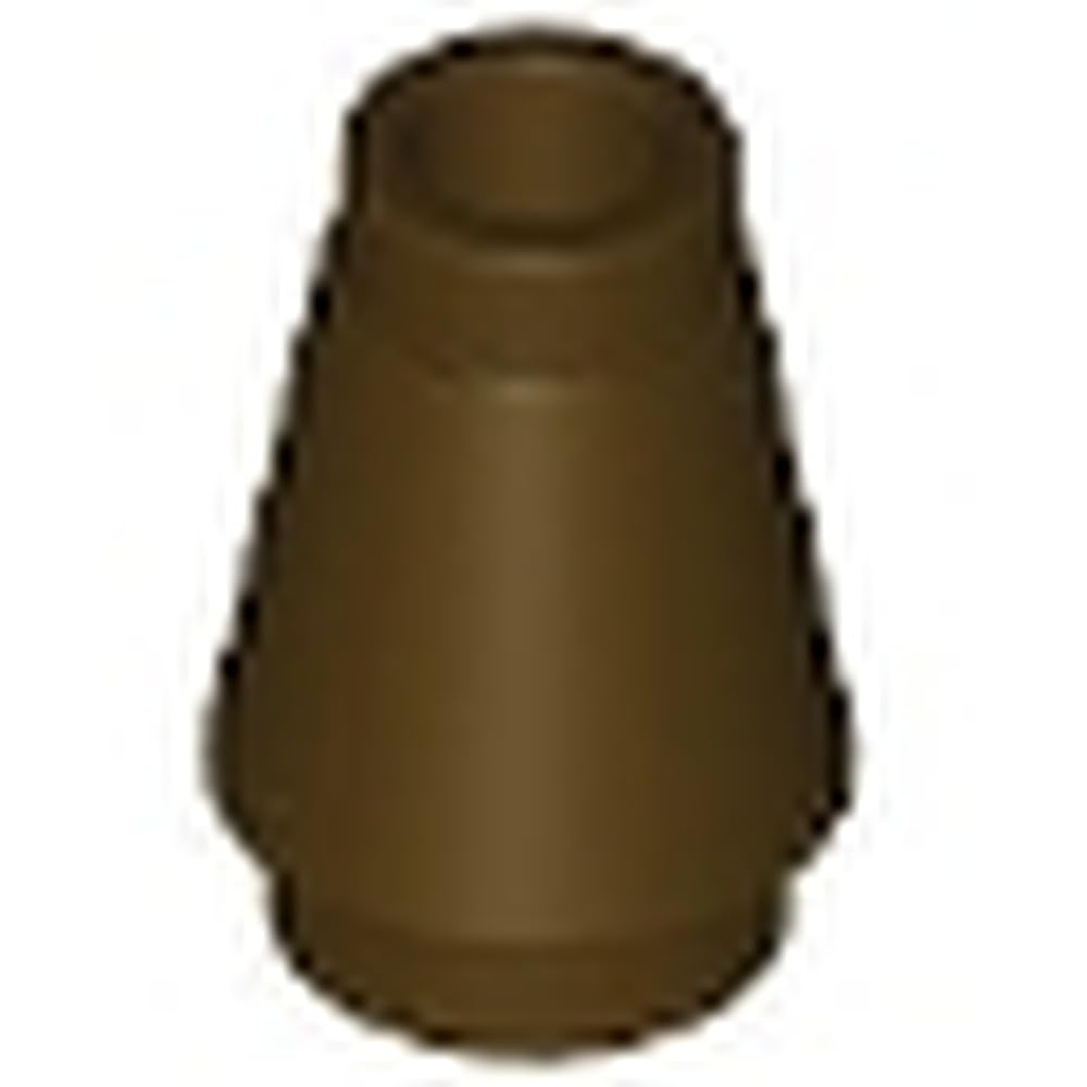 LEGO Cone Building Block, 1 x 1 with Top Groove, Part 4589b (Dark Brown, 50, count)