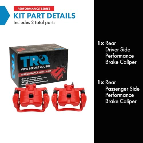 Image of TRQ Performance Rear Brake Caliper Set Painted Red Compatible with 2005-2006 Saab 9-2X 2004-2008 Subaru Forester 2004-2007 Impreza