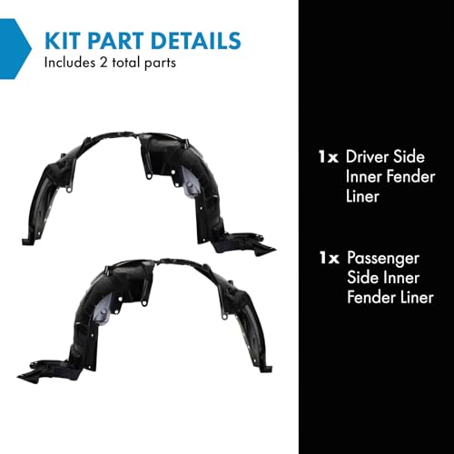 Image of TRQ Inner Fender Liner Set Compatible with 2014-2018 Nissan Rogue NI1248135 NI1249135