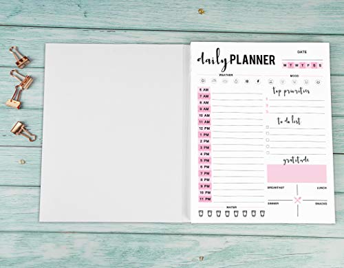 Image of Daily Planner with Hourly Schedule w / 50 Undated Sheets, Productivity Tracker Tear Off Pad- Personal Planner- Priority Task- Daily Goal- to-Do List- Vibrant Calendar- Organizer Scheduler