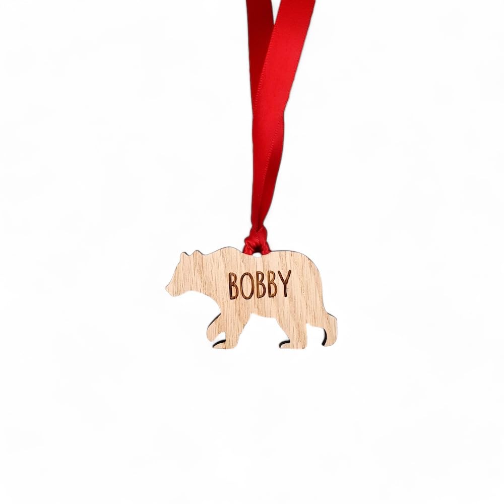 Personalised Animal Bauble - Polar Bear Family: Wooden Christmas Tree Decoration