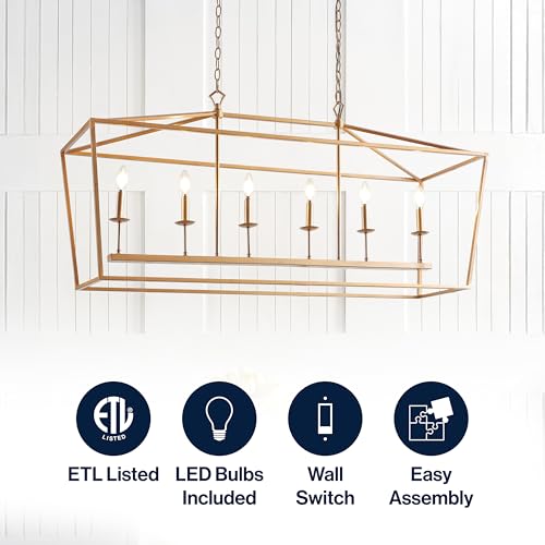 Image of JONATHAN Y Pagoda 6-Light Pendant 49 inch Cage, Antique Gold