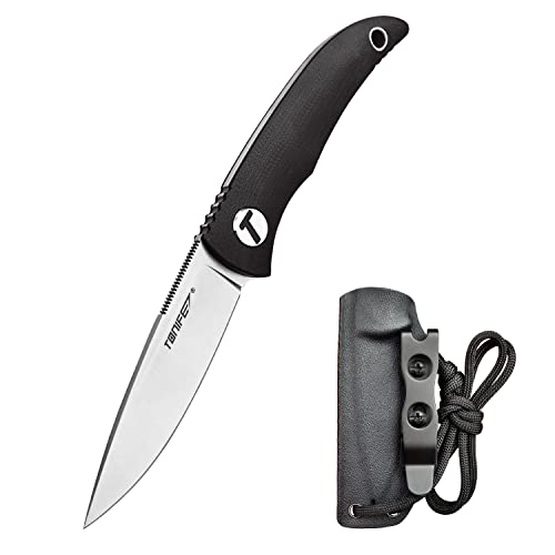 TONIFE Nova Cuchillo de Hoja Fija con Funda Kydex ajustable y Cordón de Paracaídas,Cuchillo de Cuello con Hoja de Espiga Completa de 6,8cm para Caza, Pesca, Camping y Supervivencia