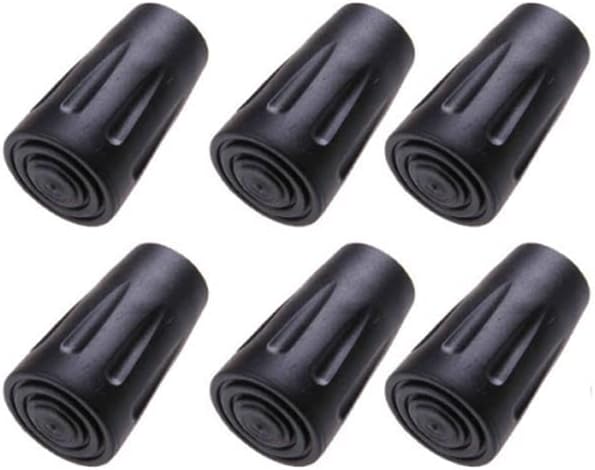 Walking Stick Caps 6 PCS - Replacement Rubber Tips (Longer Caps) Fits Most Hiking Sticks, Trekking Poles, Walking Canes