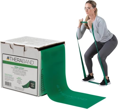 Image of THERABAND Resistance Band,Green,Heavy,25-Yard Roll,Latex-Free,Elastic Band Exercise,Physical Therapy,Yoga,Pilates,Stretching,Home Workouts,Cut-to-Length,Color-Coded for Easy Resistance,(Pack of 12)