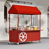 Tragbarer Händlerwagen mit Baldachin, stabiles zusammenklappbares Design für Verkauf, Märkte, Veranstaltungen und Snackgeschäft