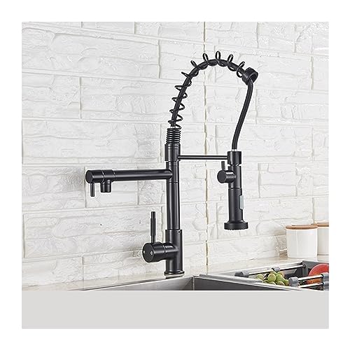 Grifo de cocina de resorte negro extraíble monomando giratorio 360 2