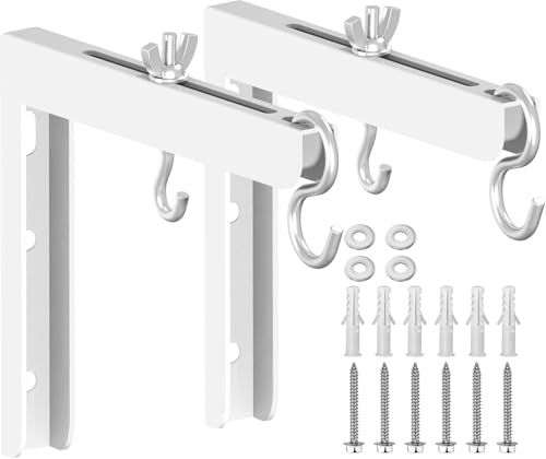 Image of 2-Be-Best Universal Projector Screen Wall Mount, 6" Projector Screen Hanging L Brackets Projectors Screens Ceiling Mount Adjustable Extension with Hook 84 lbs / 38kg Load, White