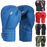 Boxhandschuhe, Training, Kickboxen, Muay Thai, Gel-Fäustlinge für Erwachsene, MMA, Boxsack-Handschuhe, Maya-Leder, zum Verstecken von Sparringen, schwere Männer und Frauen, Grappling (40 g, blau)