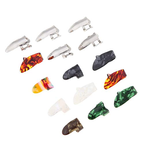 EXCEART Guitar Pick Set with Case thumb finger picks Plectrum Celluloid Guitar thumb picks for acoustic guitar with 15 Grid Case Storage Box, 15PCS