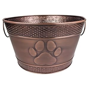 Metal Indestructible Dog Toy Bin – Storage Bin with Handles, Farmhouse Organizer Storage Basket for Pet Toys, Blankets, Leashes – Home Decor (Lead-Free Copper)
