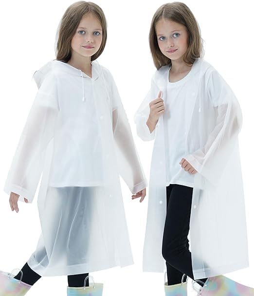 Rain Ponchos Raincoats for Kids, 2 Pack Emergency Rain Jacket with Drawstring Hood for Boys Girls Disney Travel Outdoors