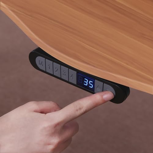 Image of ApexDesk Elite Pro Series 71 inch x 33 inch Electric Height Adjustable Stand up Desk, Sit Stand Home Office Desk, Computer Desk - Curved Red Apple