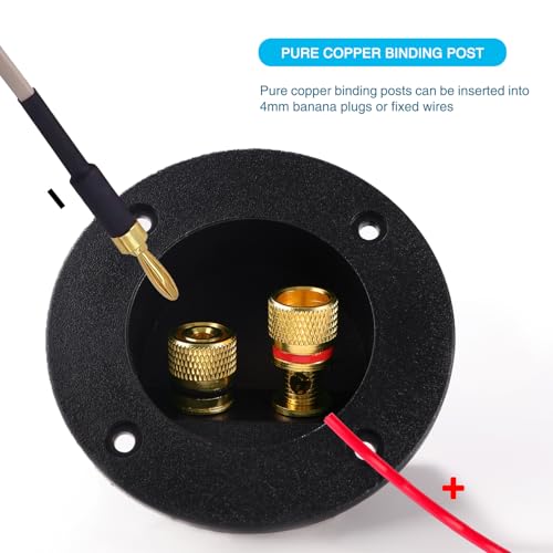 VooGenzek 2 Pieces Black DIY Home 2-Way Speaker Box Terminal Binding Post, Terminal Cover Post Round Spring Cup Connectors Subwoofer Connector