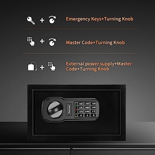 Songyung Fire Resistant Safe Box With Fireproof Waterproof Bag And Sensor Light,0.4 Cubic Feet Money Safe With Emergency External Power Supply,Electronic Digital Security Safe #TOP2